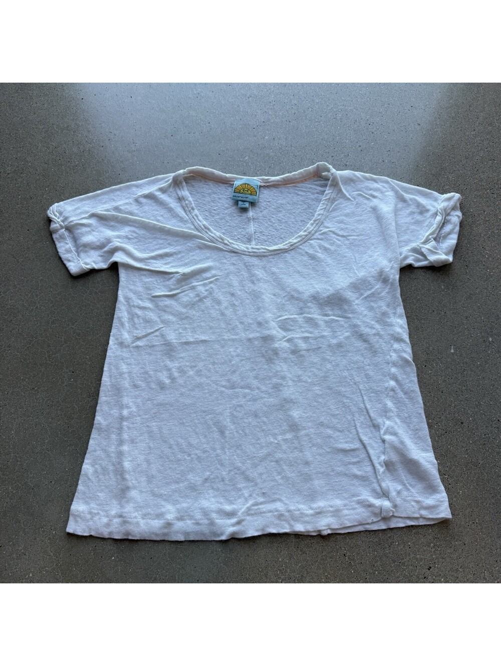 C&C California Linen T-Shirt Women XS white Short Sleeve Casual Top